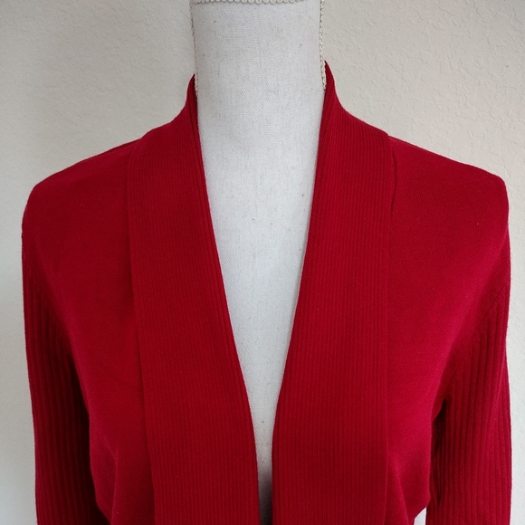 - 89 TH & MADISON - WOMEN'S RED SWEATER FRONT OPRN SIZE : L - Picture 3 of 6